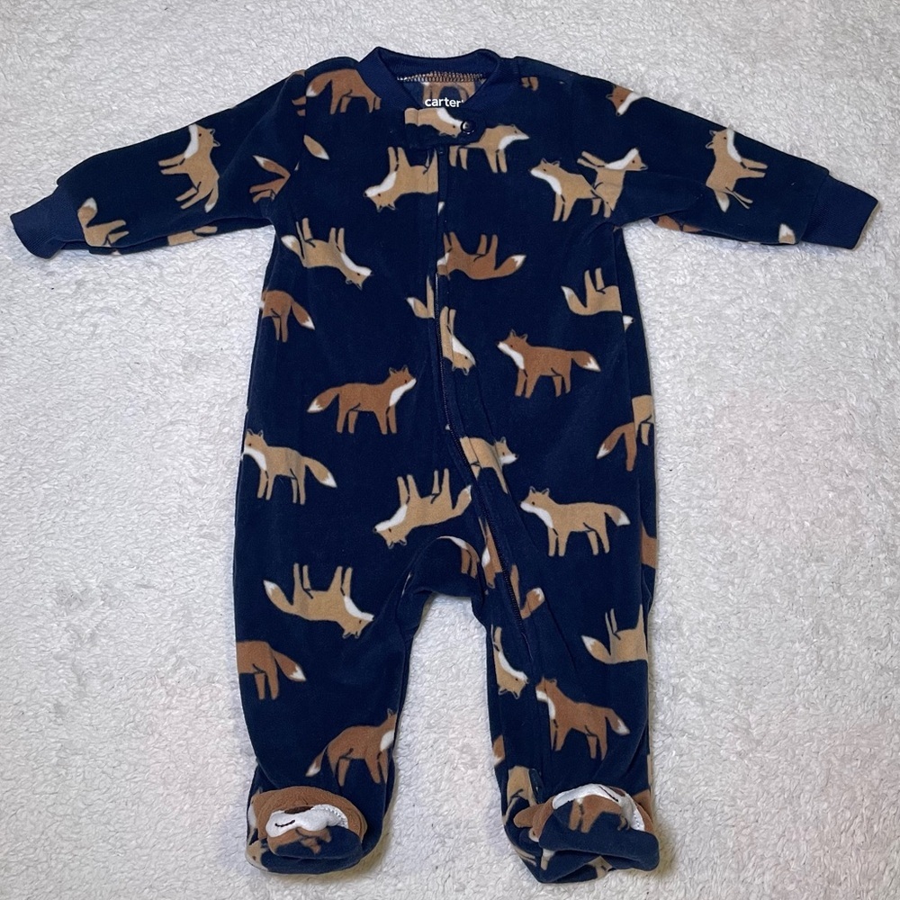 Carter's Navy Fox Pattern Footie